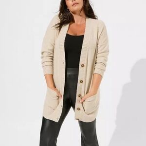 Torrid Vegan Cashmere Beige Cardigan 1X